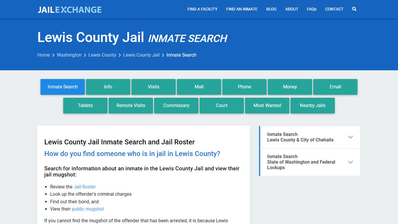 Inmate Search: Roster & Mugshots - Lewis County Jail, WA